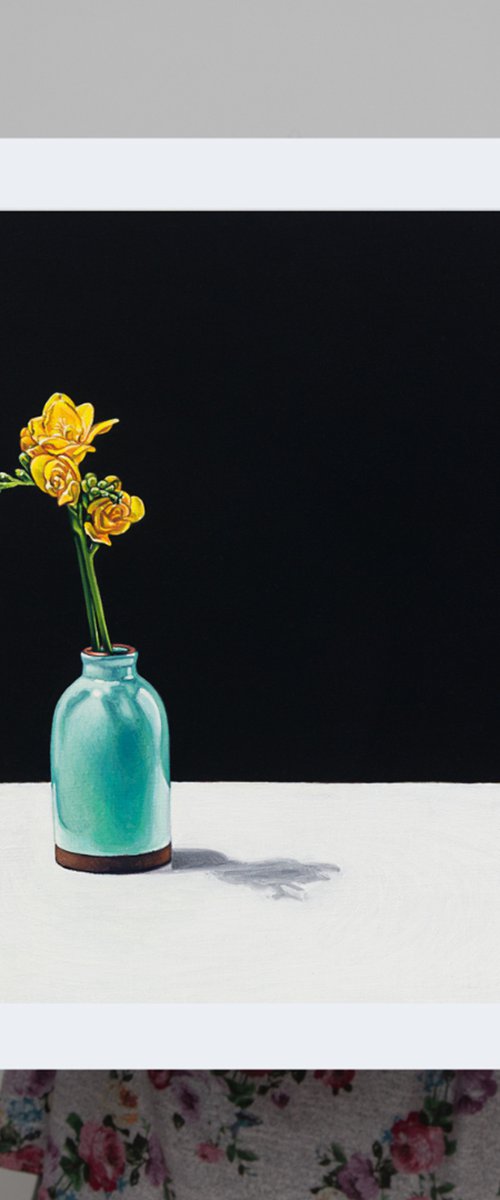 Freesias on Black - Print by Harriet  Hue