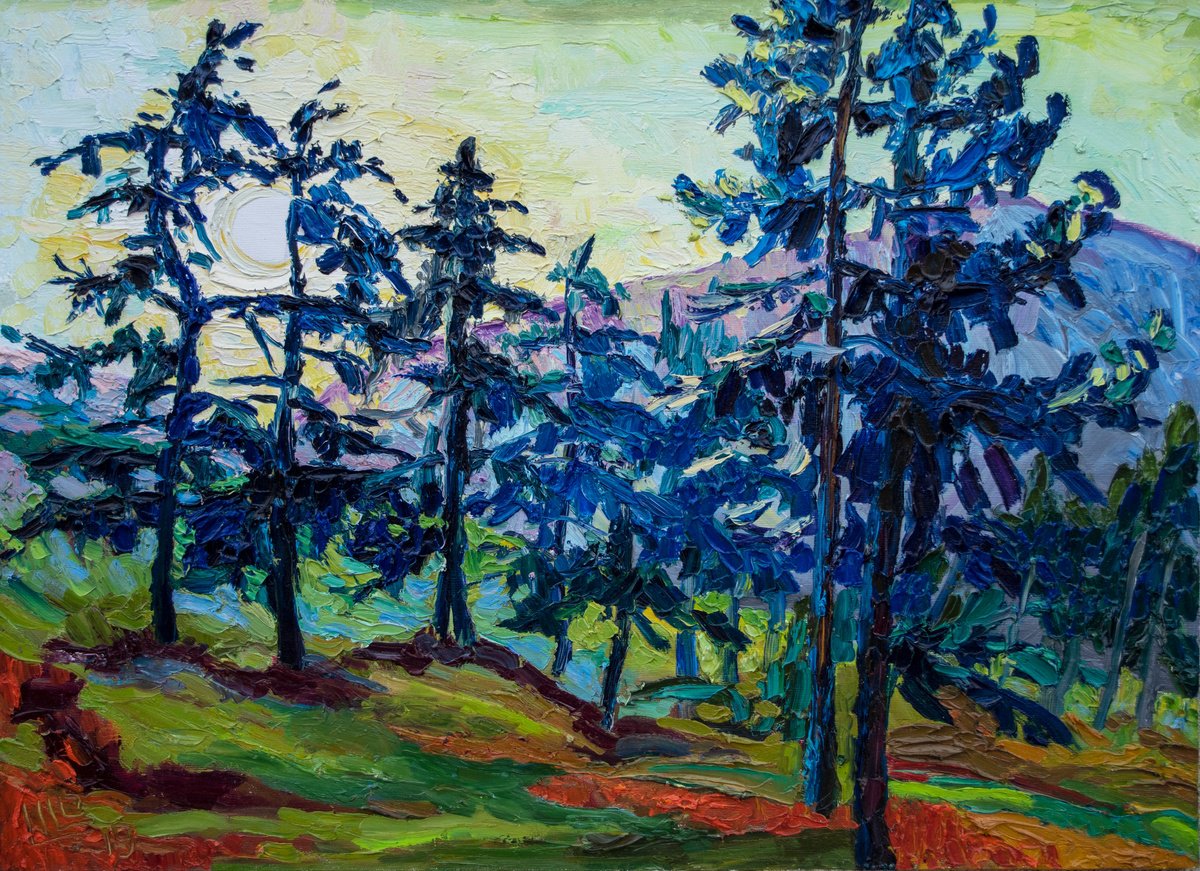 Impressionistic Landscape Oil Painting By Lilit Vardanyan, 29 X 21", Sunrise, Original Artwork