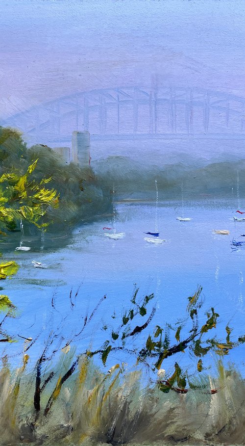 HARBOUR BRIDGE WITH GOLDEN WATTLE by Shelly Du