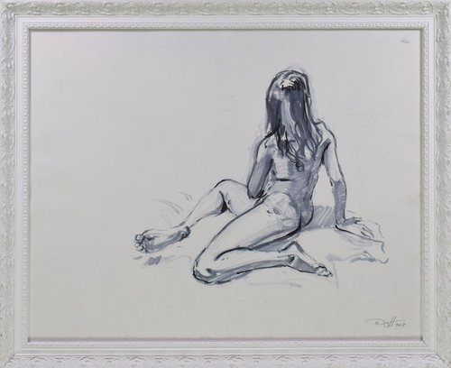 Nude life drawing in ink by william hallett