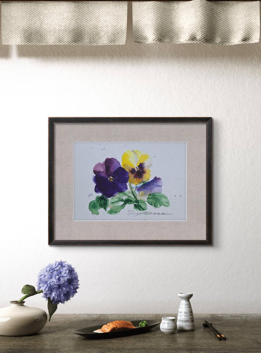 Impressionistic Watercolour , Pancies 01 By Syuzanna Tarverdyan, 7 X 5, Artwork For Sale On Artfinder