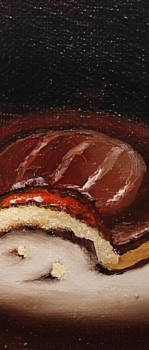 Little Jaffa Cake still life by Jane Palmer Art