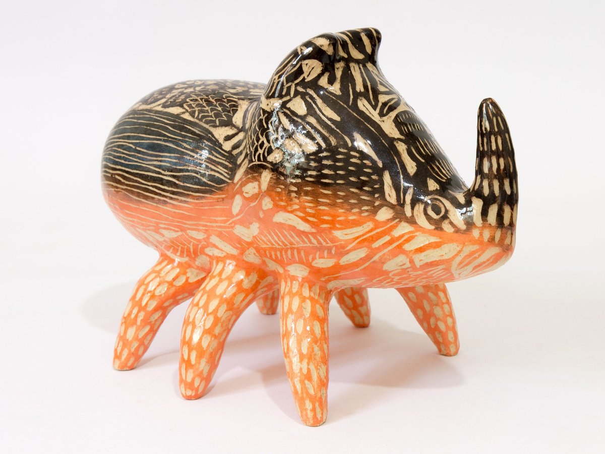 Naive Animal Clay Sculpture By Yuliia Dunaieva, 7 X 5", Beetle, Original Artwork