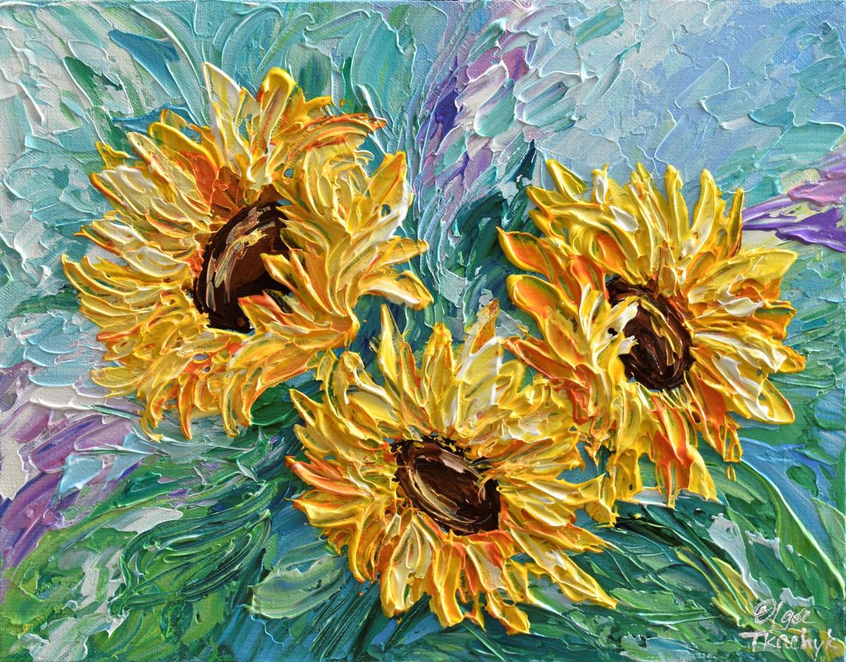 Sunflower Bouquet 2 - Impasto Original Acrylic P | Artfinder