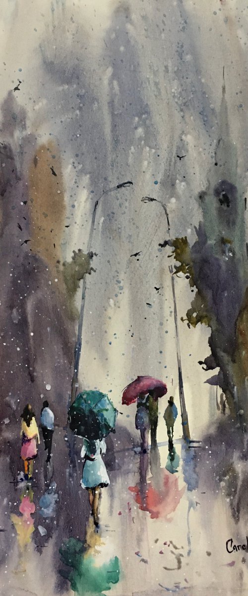 Watercolor “End of Autumn” SOLD by Iulia Carchelan