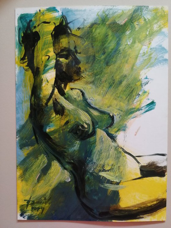 Nude-study female oil on paper