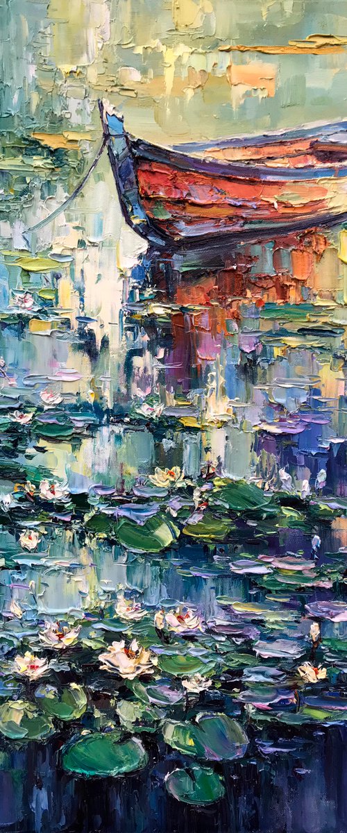 "Morning Water-Lilies"original oil painting by Artem Grunyka by Artem Grunyka