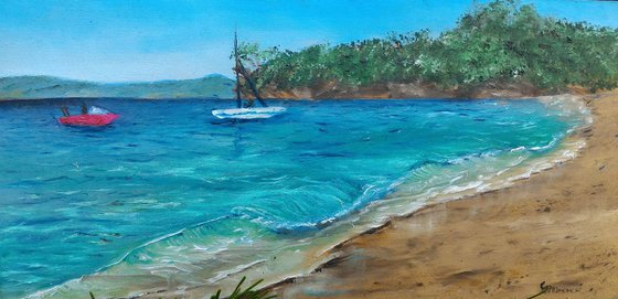 Plein air painting - Plage de Jean Blanc in Cote D'Azur, France