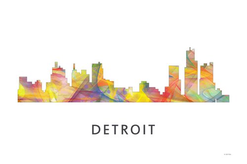 Detroit Michigan Skyline WB1 by Marlene Watson