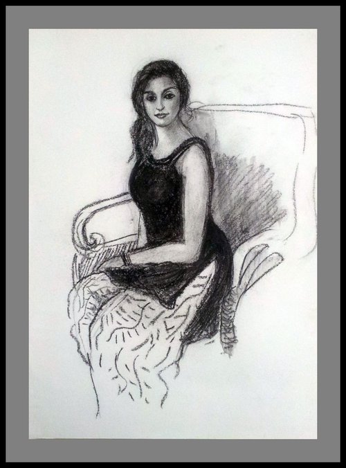 An Elegant Seated Woman by Asha Shenoy