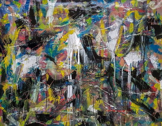 -Several Months- Abstract Original Painting on Unstretched Canvas.