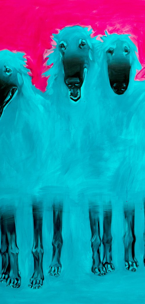 Blue Dogs (130x150cm/51x59in) by Inga Makarova