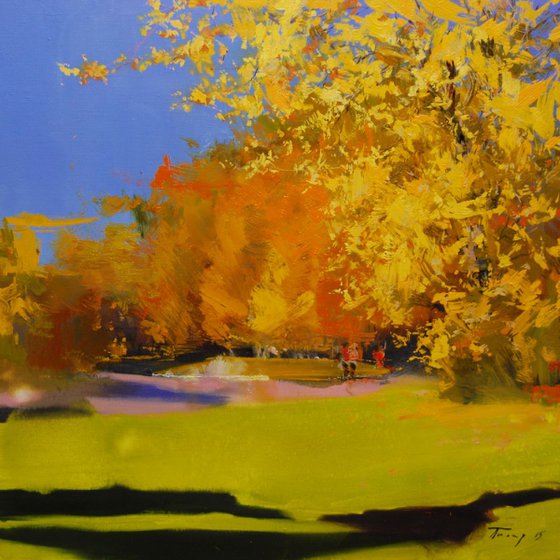 Golden Autumn Landscape Painting,  " Gold "