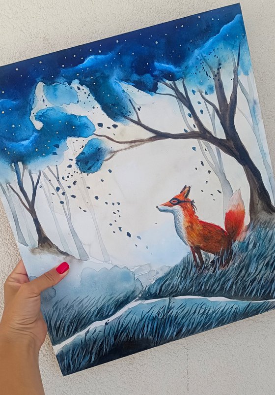 Fox In The Blue Forest