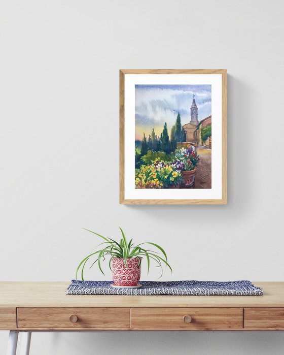 Pienza, Italy. Town in Tuscany. Italian landscape