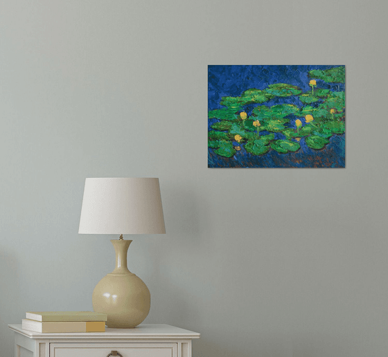 WATER LILIES, I / ORIGINAL OIL PAINTING