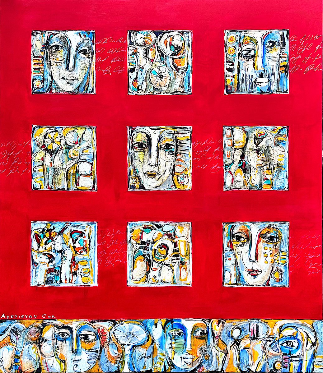 Expressive Portrait Oil Painting By Gor Avetisyan, 37 X 43, Fragment Of Time, Original Artwork