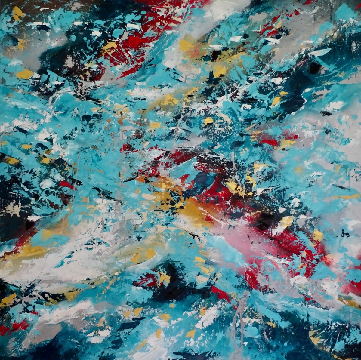 Abstract Acrylic Painting By Mel Davies Original Art, 35 X 35", Let It Be, Original Artwork