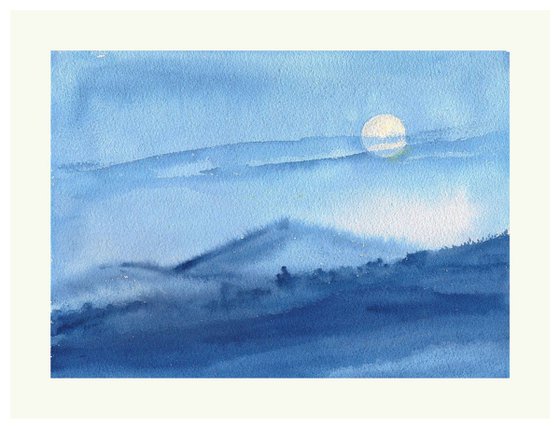 Super Moon rise against the Blue hills