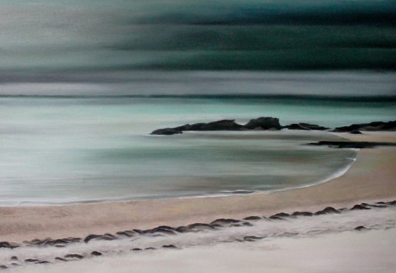 "Nord" Dark teal ocean oil art