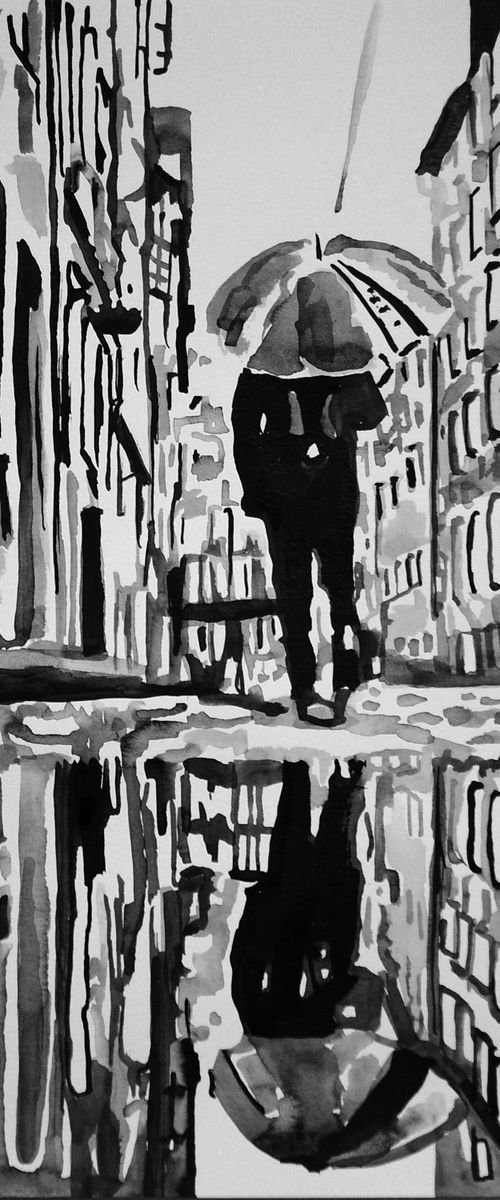 Rainy town II / 35 X 27 cm by Alexandra Djokic