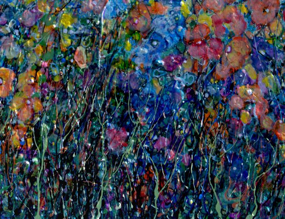 Whimsical Bloom -  Original Painting on Canvas influenced by Jackson Pollock's Style