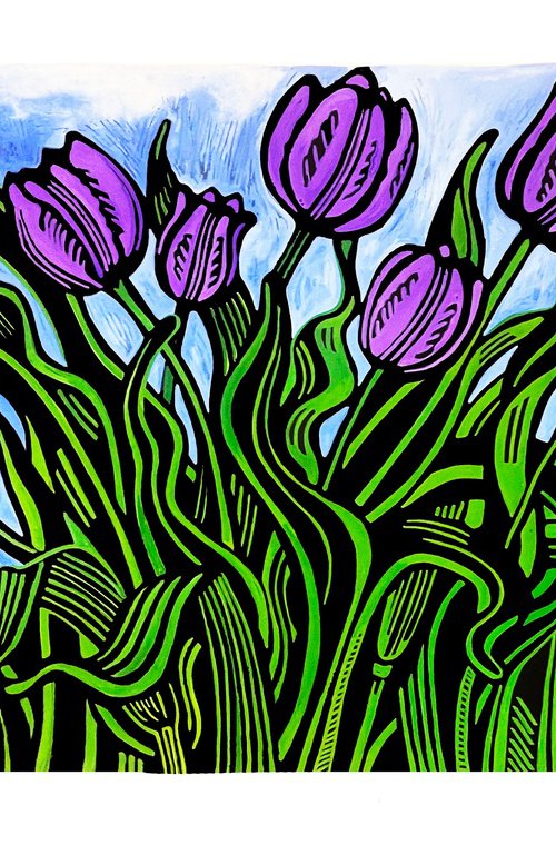 Purple Tulips by Laurel Macdonald