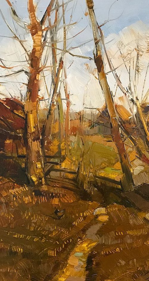 Village Path, Handmade oil painting One of a kind by Vahe Yeremyan