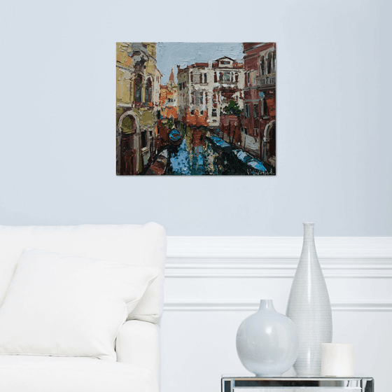 Venice. italian landscape- Original impasto landscape painting textured Oil painting Italy wall art