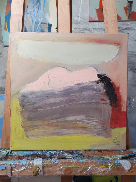 The woman sleeping.