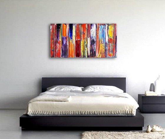 "Awakening 2" - Original Large PMS Oil Painting On Canvas - 48 x 24 inches