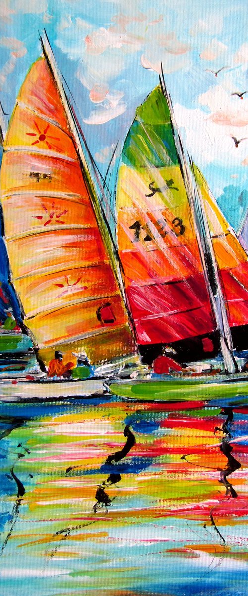 Sailboats in the wind on lake Balaton by Kovács Anna Brigitta