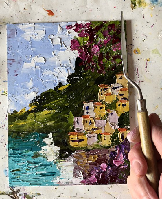 Positano original oil impasto painting