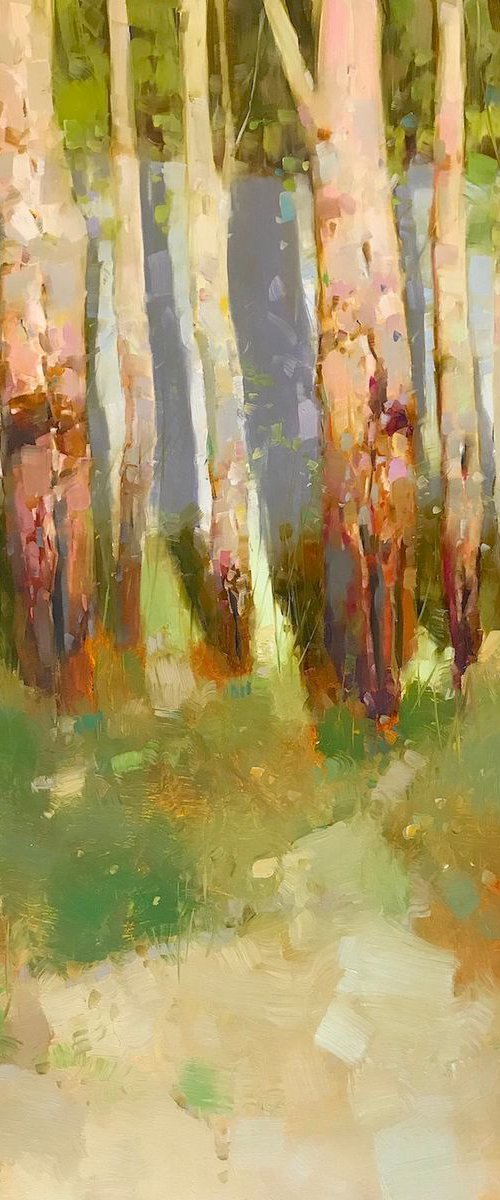 Birches Trees, Landscape, Original oil painting, One of a kind Signed by Vahe Yeremyan