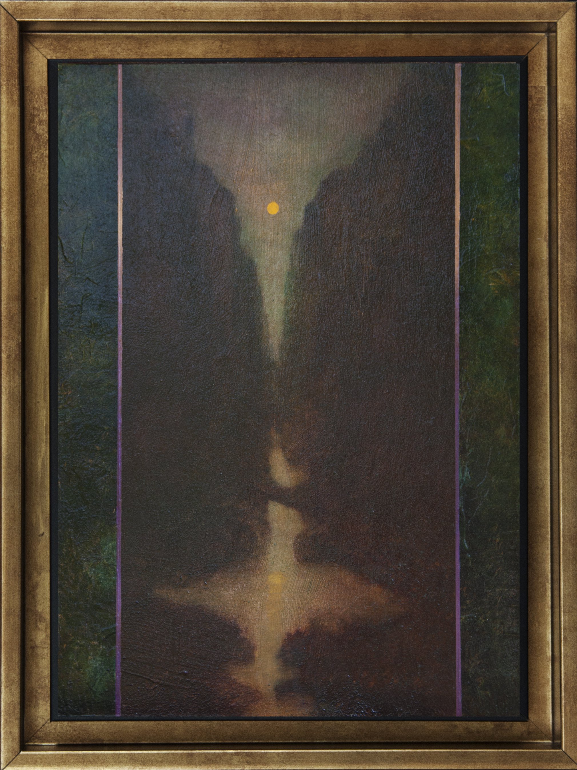 Impressionistic Landscape Oil Painting By Przemek Kret, 11 X 15", Moonlight Estuary, Original Artwork