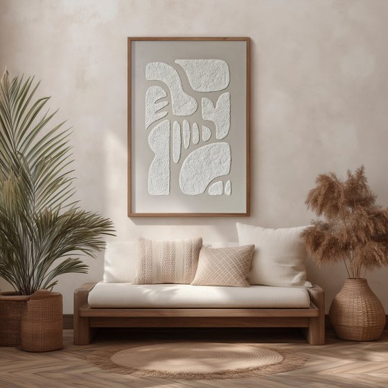 "Rye 3" Gray white abstract textured art