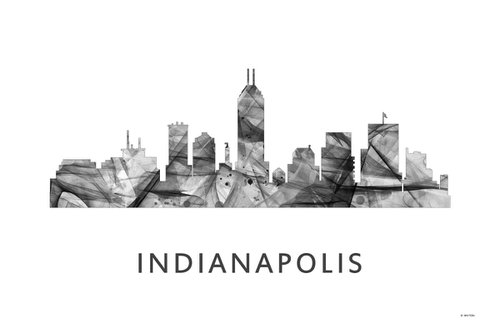 Indianapolis Indiana Skyline WB BW by Marlene Watson