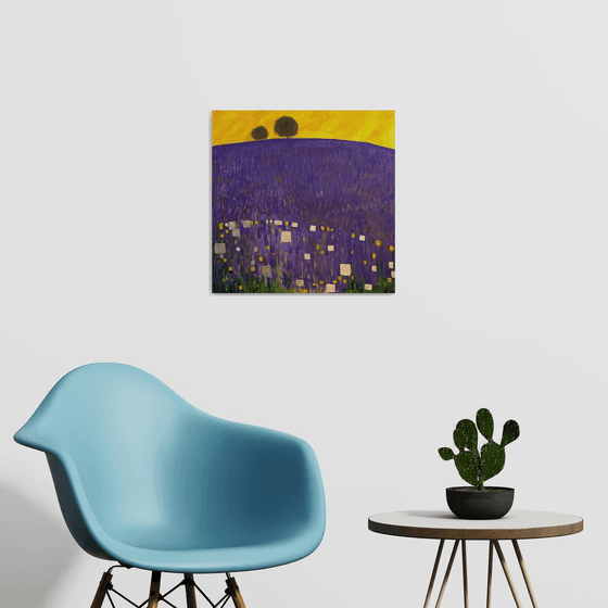 Contemporary Abstract Purple Lavender & Gold Leaf.