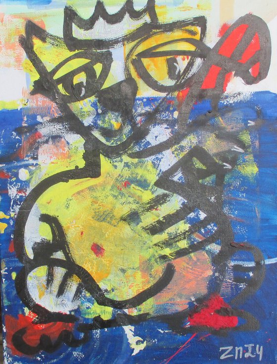 expressive blue cat  11,8 x 15,7 inch