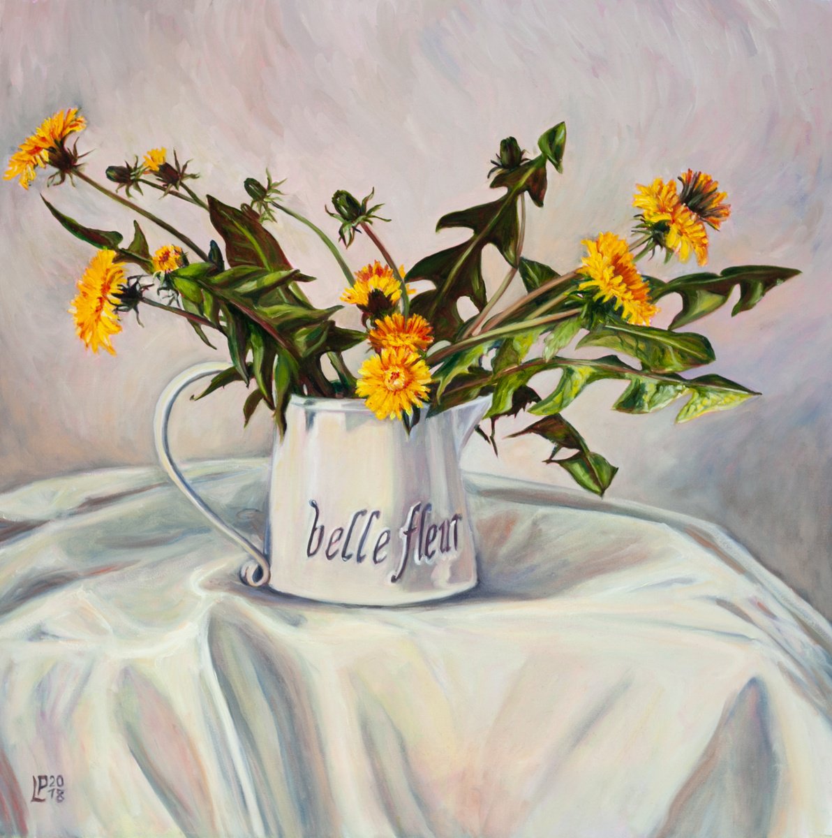 Photorealistic Botanical Oil Painting By Liudmila Pisliakova, 20 X 20", Belle Fleur, Original Artwork