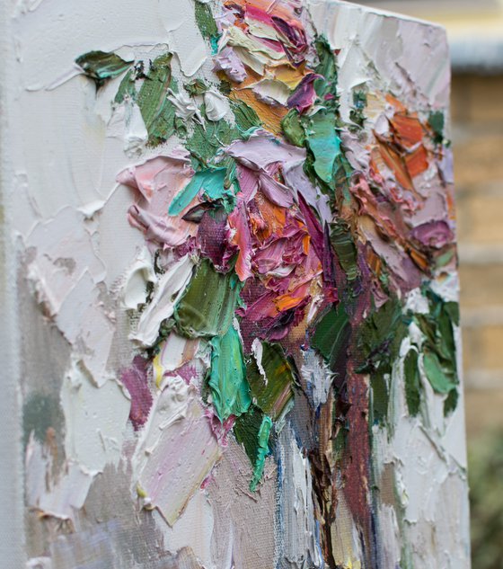 Roses in a vase  Still life painting - Original impasto oil painting