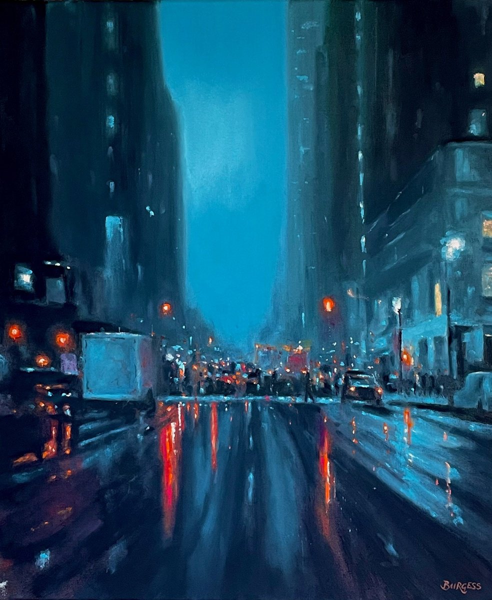 White Noise - Cityscape Oil Painting On Canvas 24 x 20 by Shaun Burgess