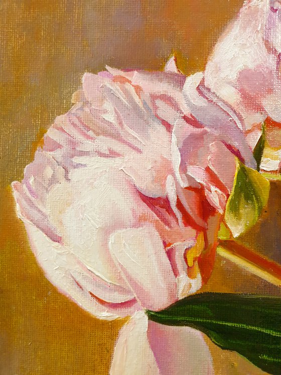 "Evening peonies." still life peony old vase summer  liGHt original painting  GIFT (2020)