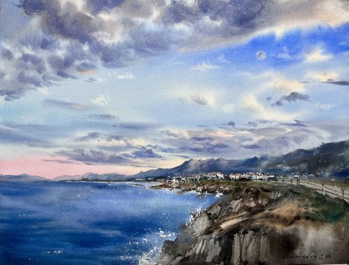 Sea coast of Cyprus Clouds #3 by Eugenia Gorbacheva