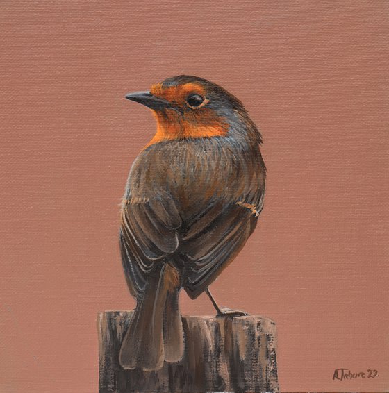 Morning Chorus Series - Red Robin, Bird Artwork, Animal Art Framed