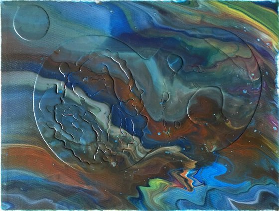 "Wormhole" - Original Abstract PMS Acrylic Painting - 12 x 9 inches