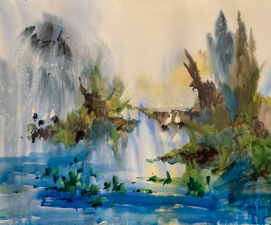 Sold Watercolor “Morning shower. Danube Delta” perfect gift