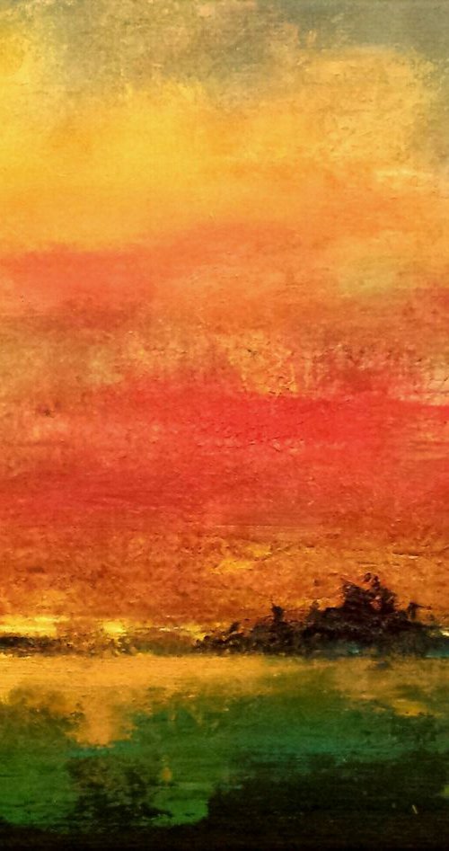 Red Sky Oil Painting by Louise Pirrotta