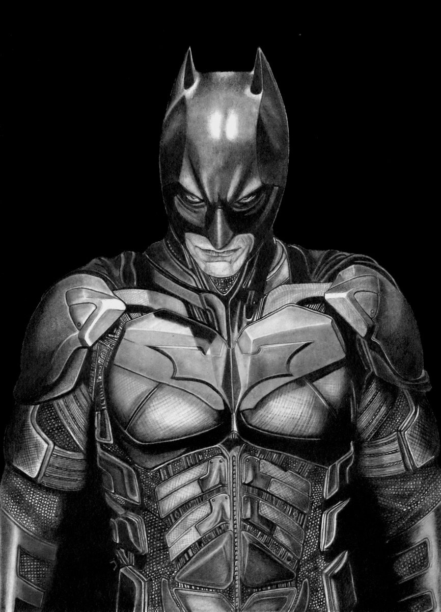 Graphic Portrait Pencil Drawing By Paul Stowe, 13 X 18", Batman, Original Artwork