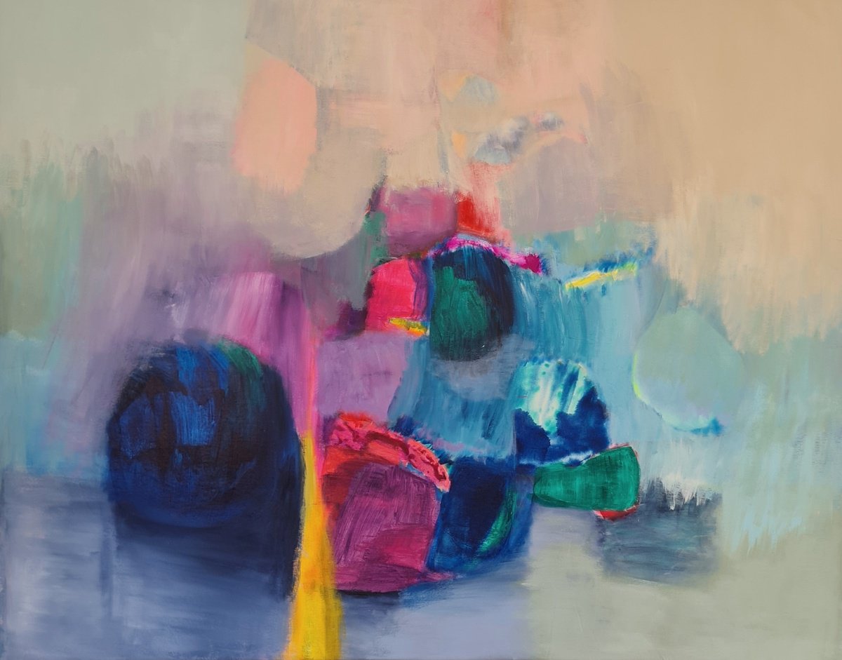 Organic Abstract Acrylic Painting By Wioletta Gancarz, 79 X 63", Equilibrium, Original Artwork